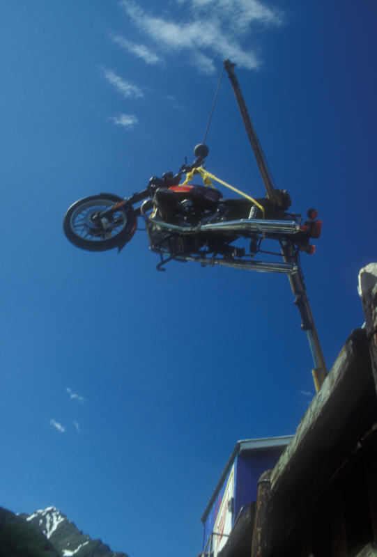 ak-08-20 Seward, we pull my motorcycle from the hold